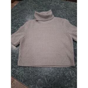 House of Harlow 1960 Sweater Women's S Neutral Beige Cropped Turtleneck Sweater